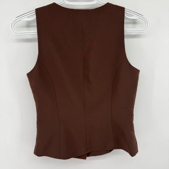 Sincerely Jules Y2K Style Women Brown Tailored Button Front Vest Gold Buttons S - Picture 4 of 6